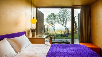 Double Room, Balcony, Mountain View | Down comforters, memory foam beds, desk, blackout drapes