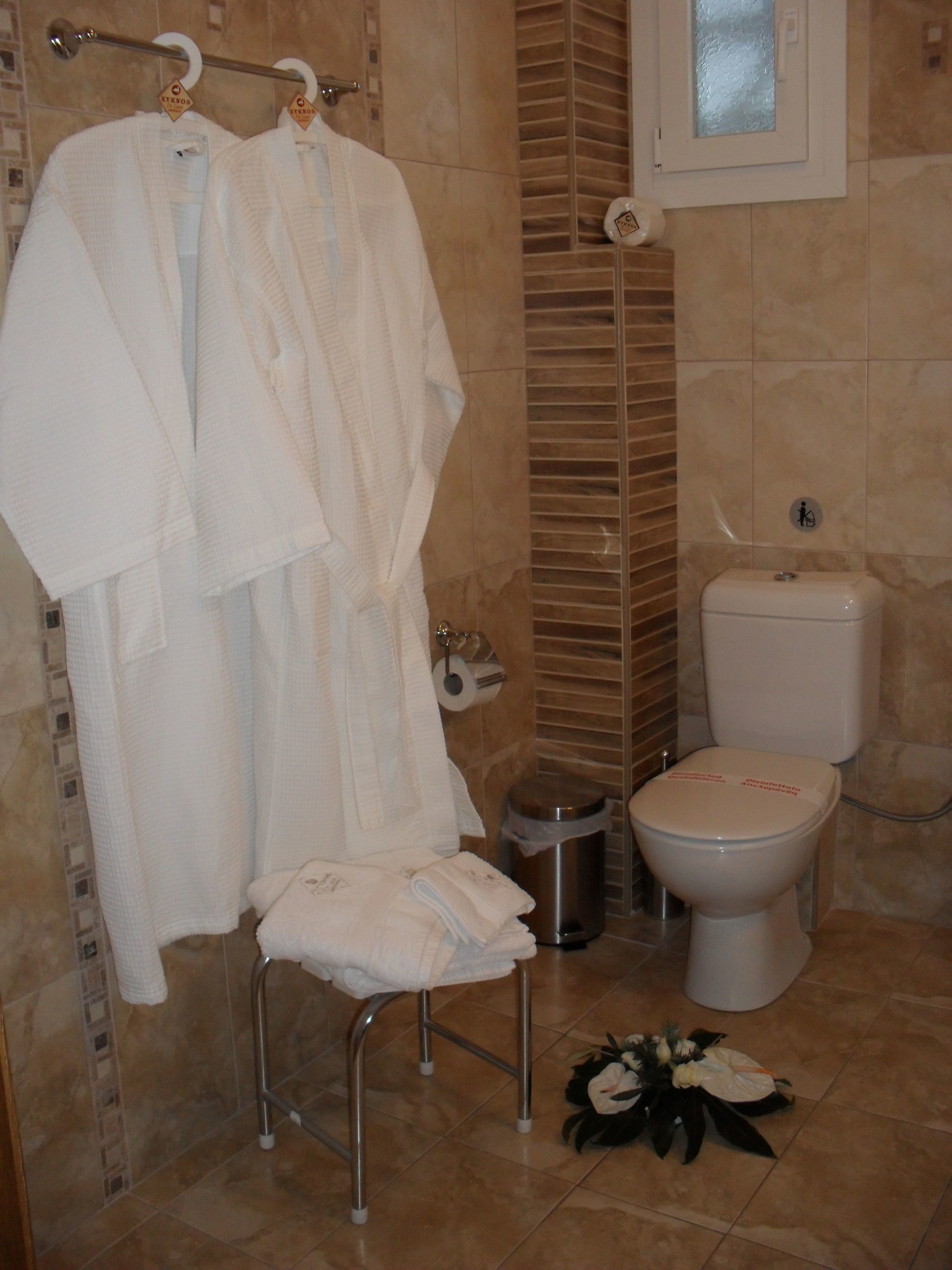 shower, free toiletries, hair dryer, dressing gowns