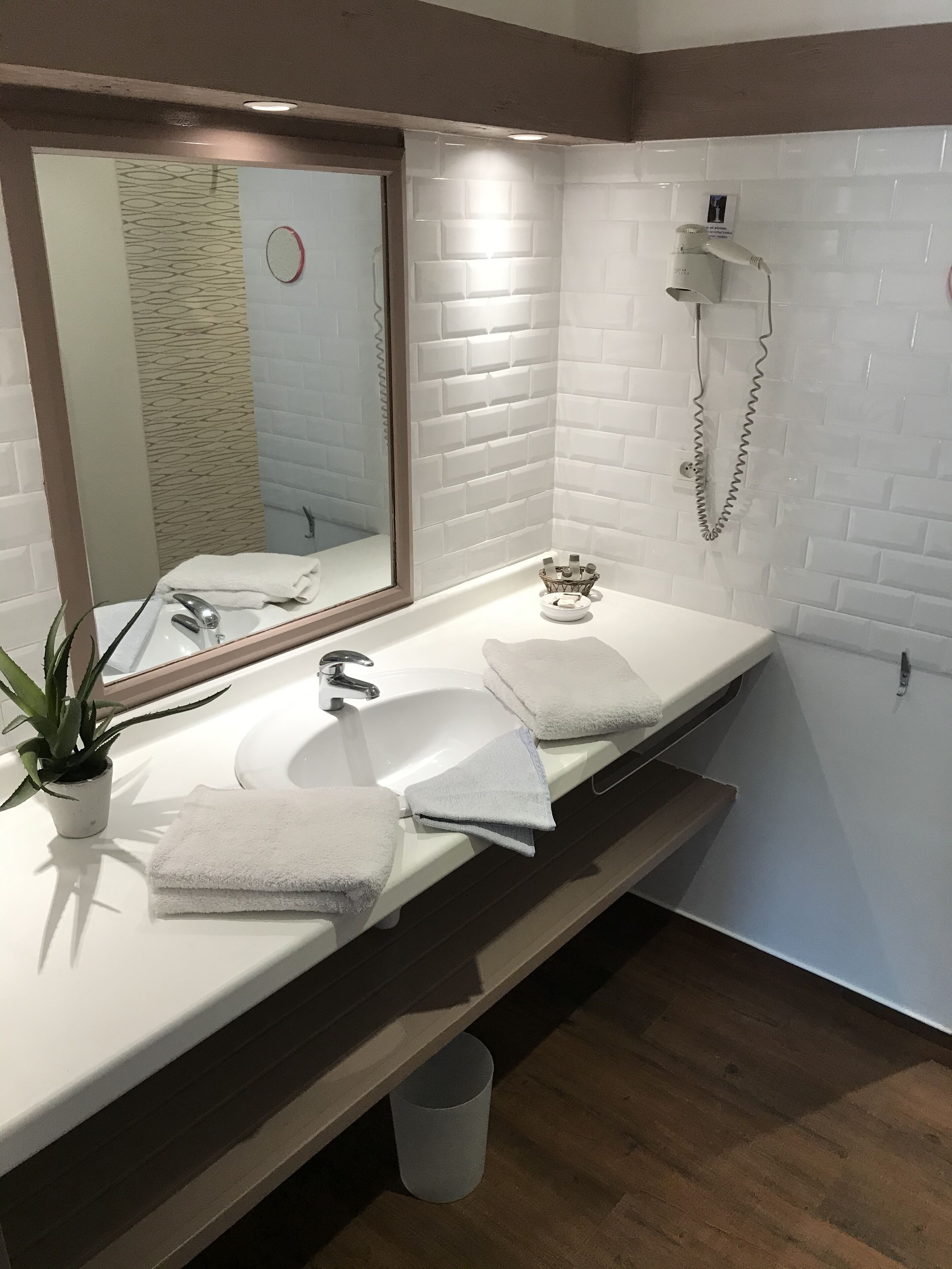 shower, eco-friendly toiletries, hair dryer, towels