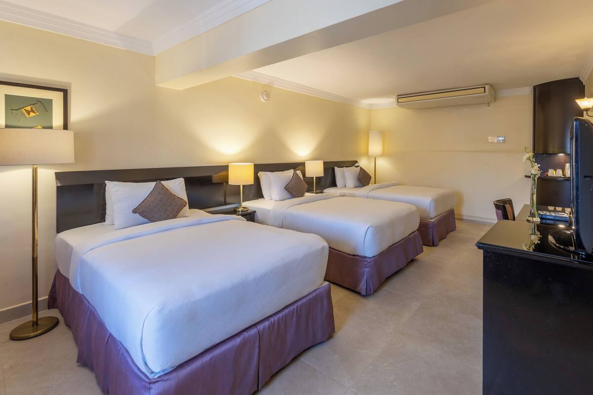 Basic Triple Room | Minibar, in-room safe, desk, blackout drapes
