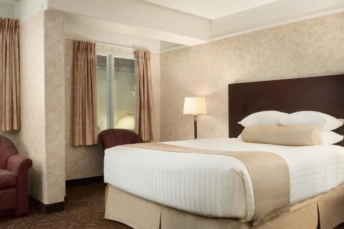 Pillow-top beds, desk, blackout curtains, iron/ironing board