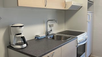 Stúdió, 1 hálószobával | Privát konyha | Nagyméretű hűtő/fagyasztó, mikrohullámú sütő és kávé-/teafőző