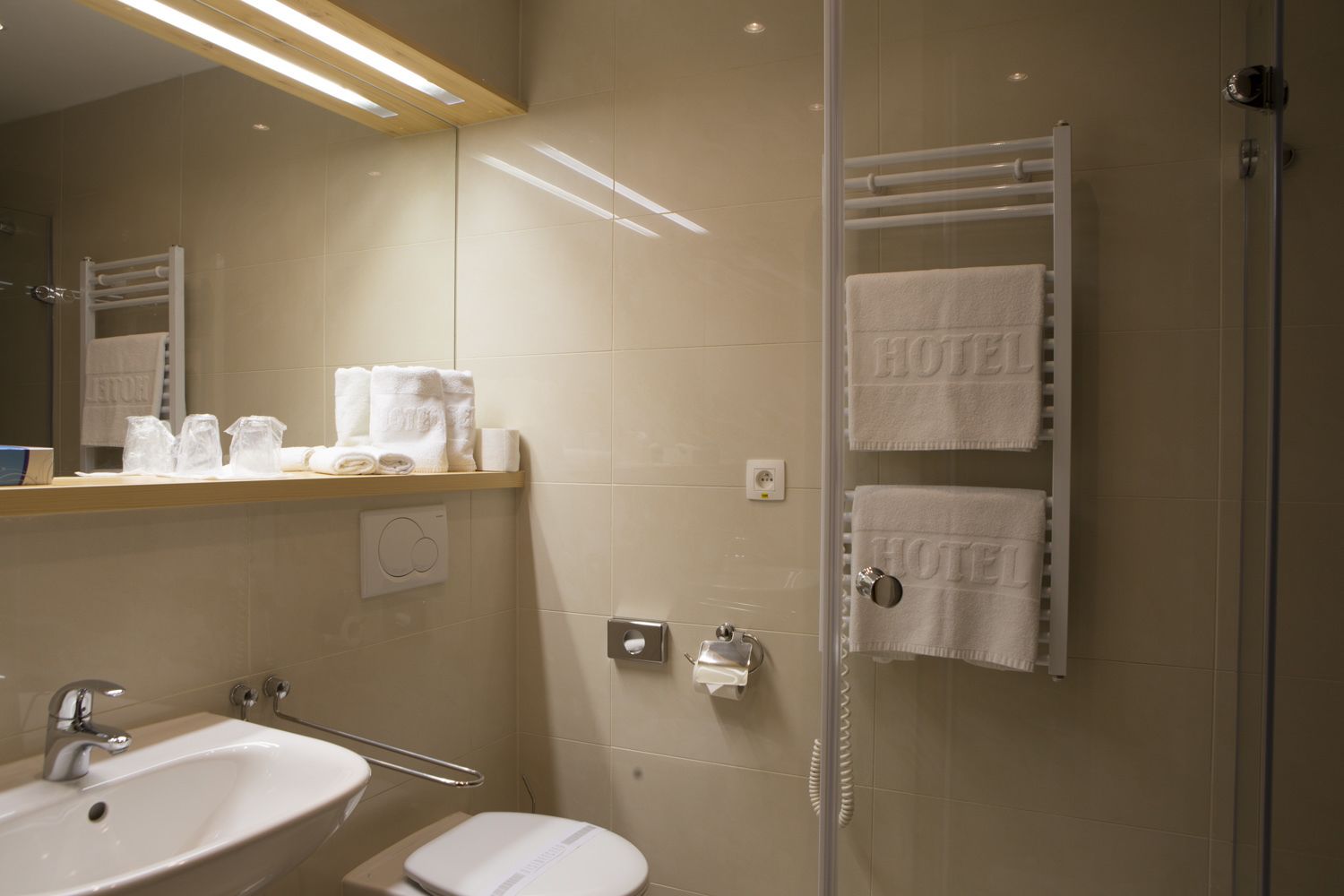 shower, free toiletries, hair dryer, bathrobes