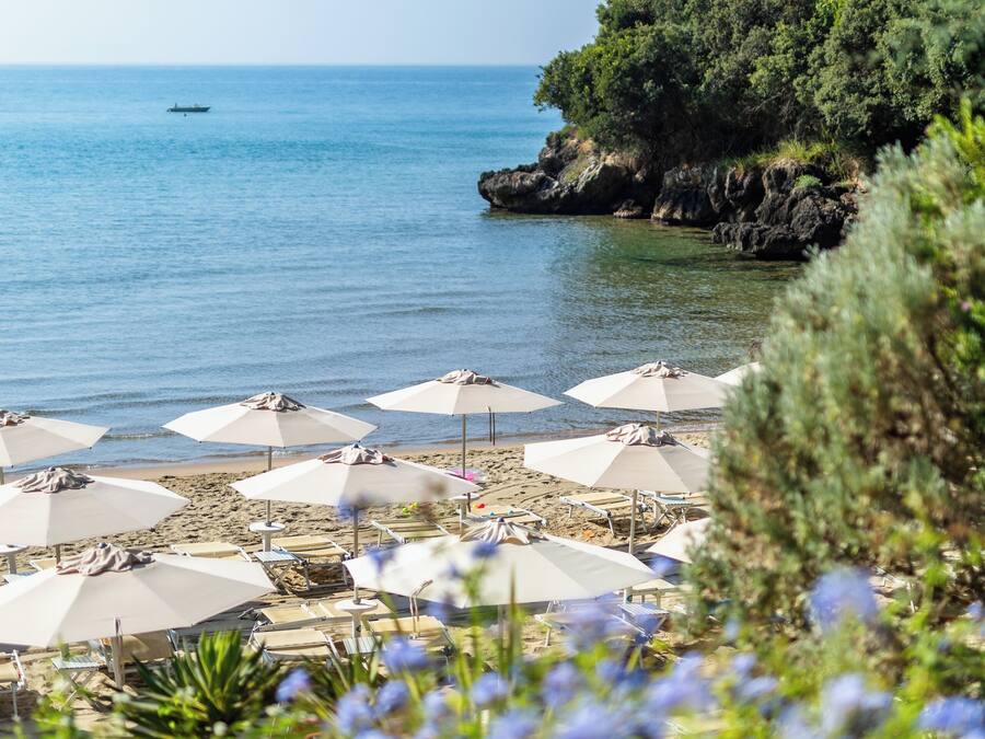 Private beach, sun loungers, beach umbrellas, snorkeling