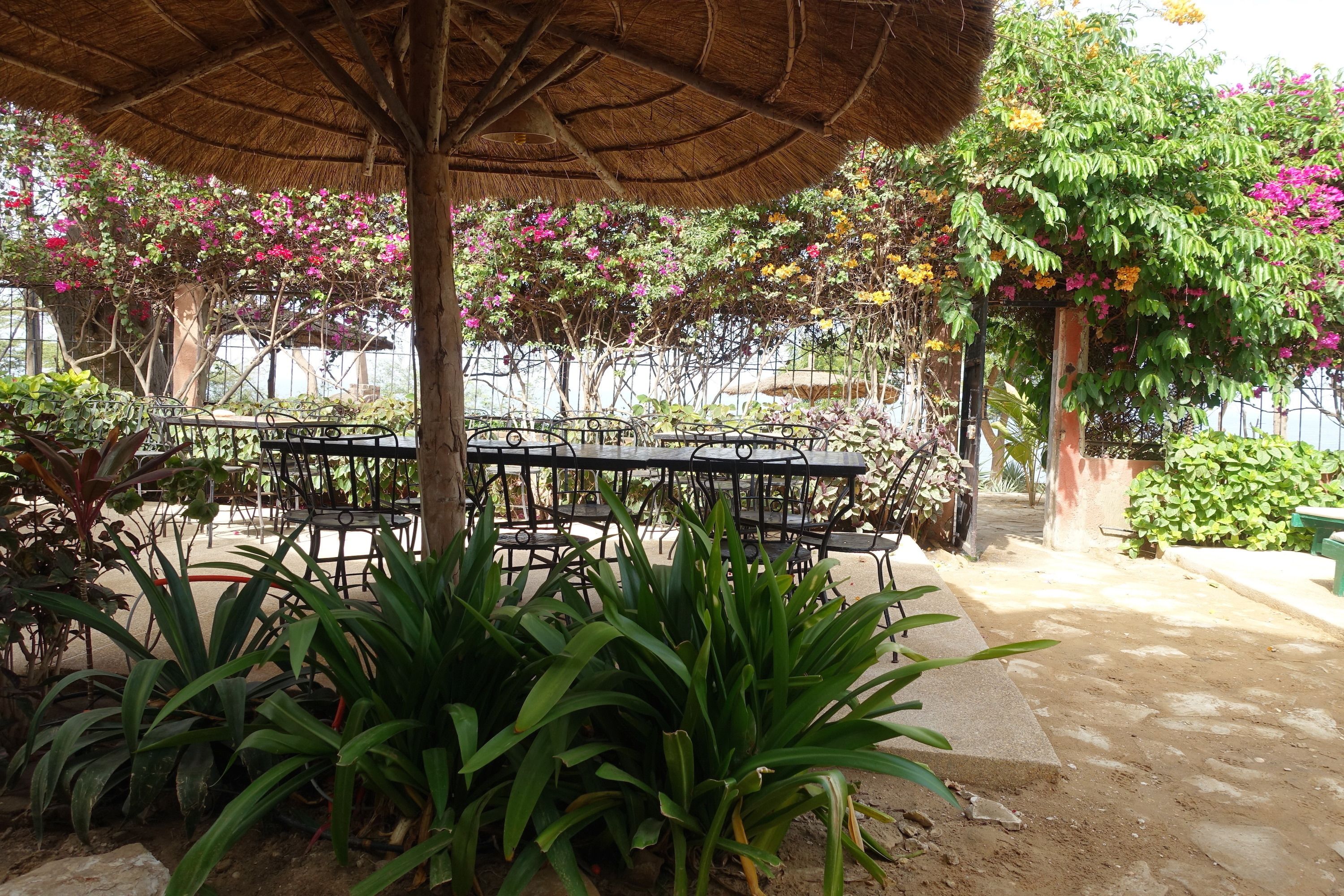 供应早餐、午餐和晚餐，地方菜，花园景观