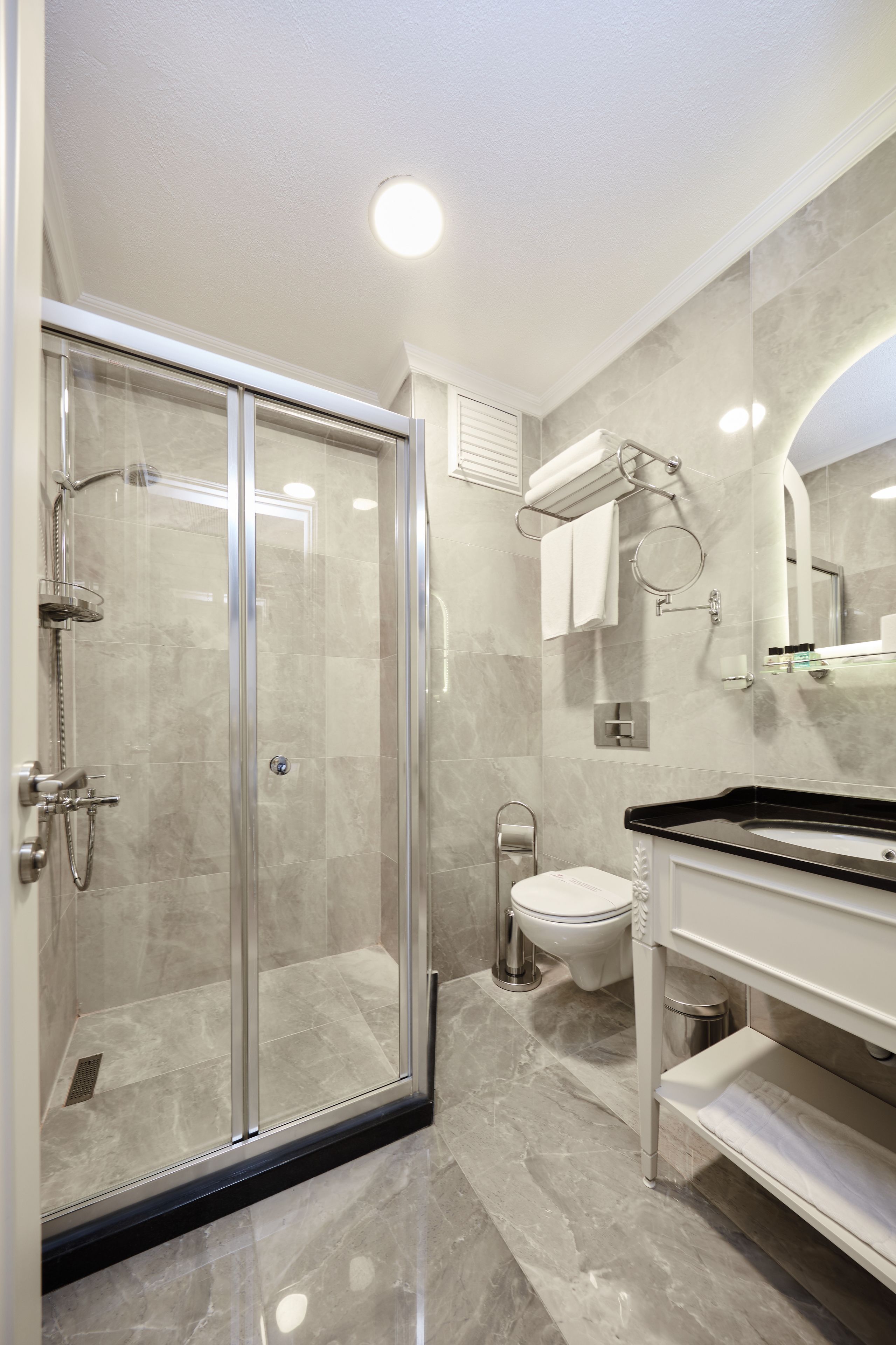 shower, free toiletries, hair dryer, slippers