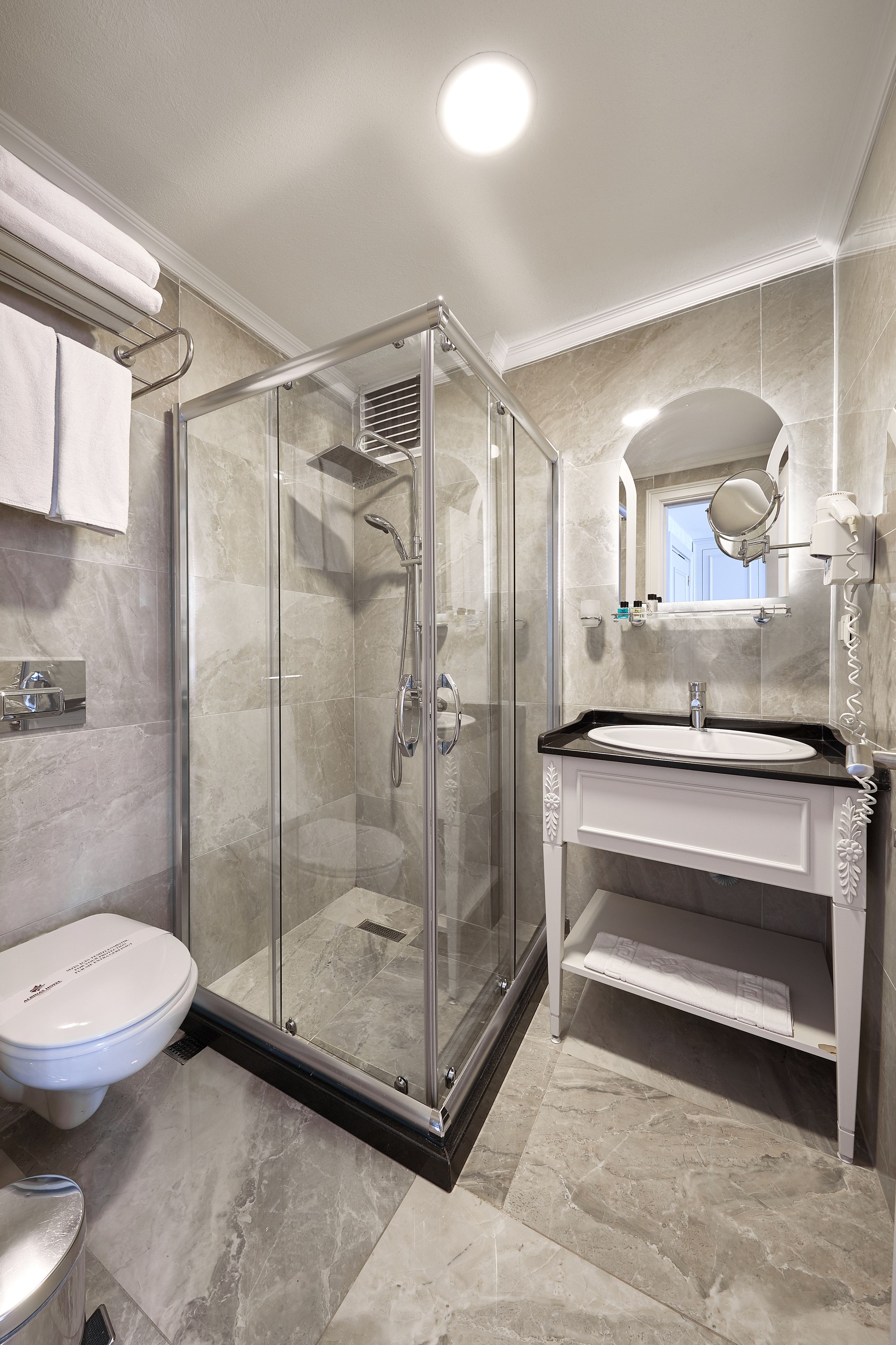 shower, free toiletries, hair dryer, slippers