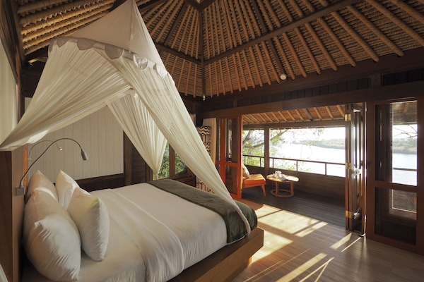 Three Bedroom Private Pool Villa | Premium bedding, in-room safe, desk, laptop workspace