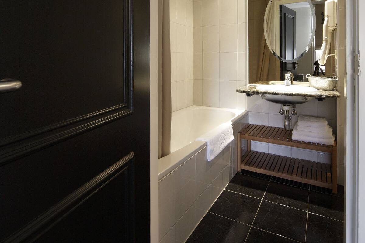 double room | bathroom | hair dryer, towels