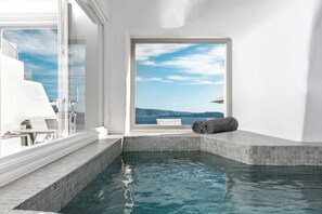 Cave Suite with Hot Tub Caldera & Sea View | 고급 침구, 필로우탑 침대, 객실 내 금고, 무료 WiFi