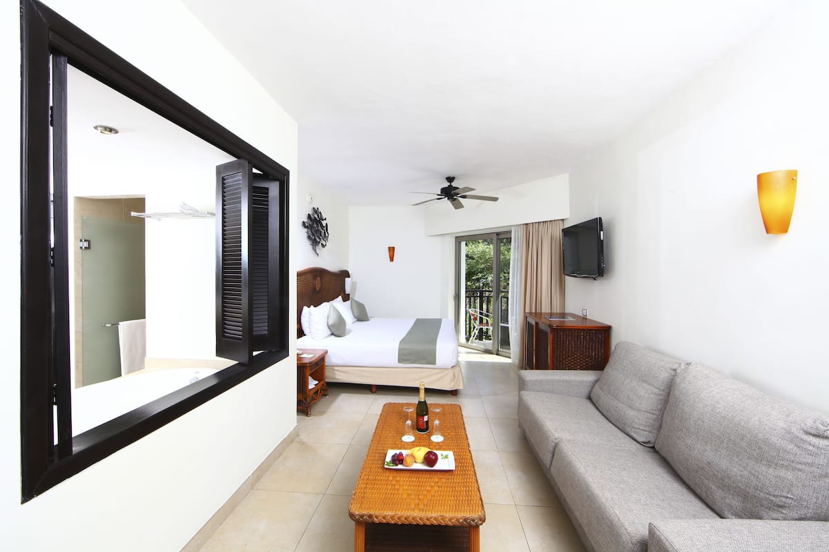 42-inch plasma TV with cable channels, TV, iPod dock