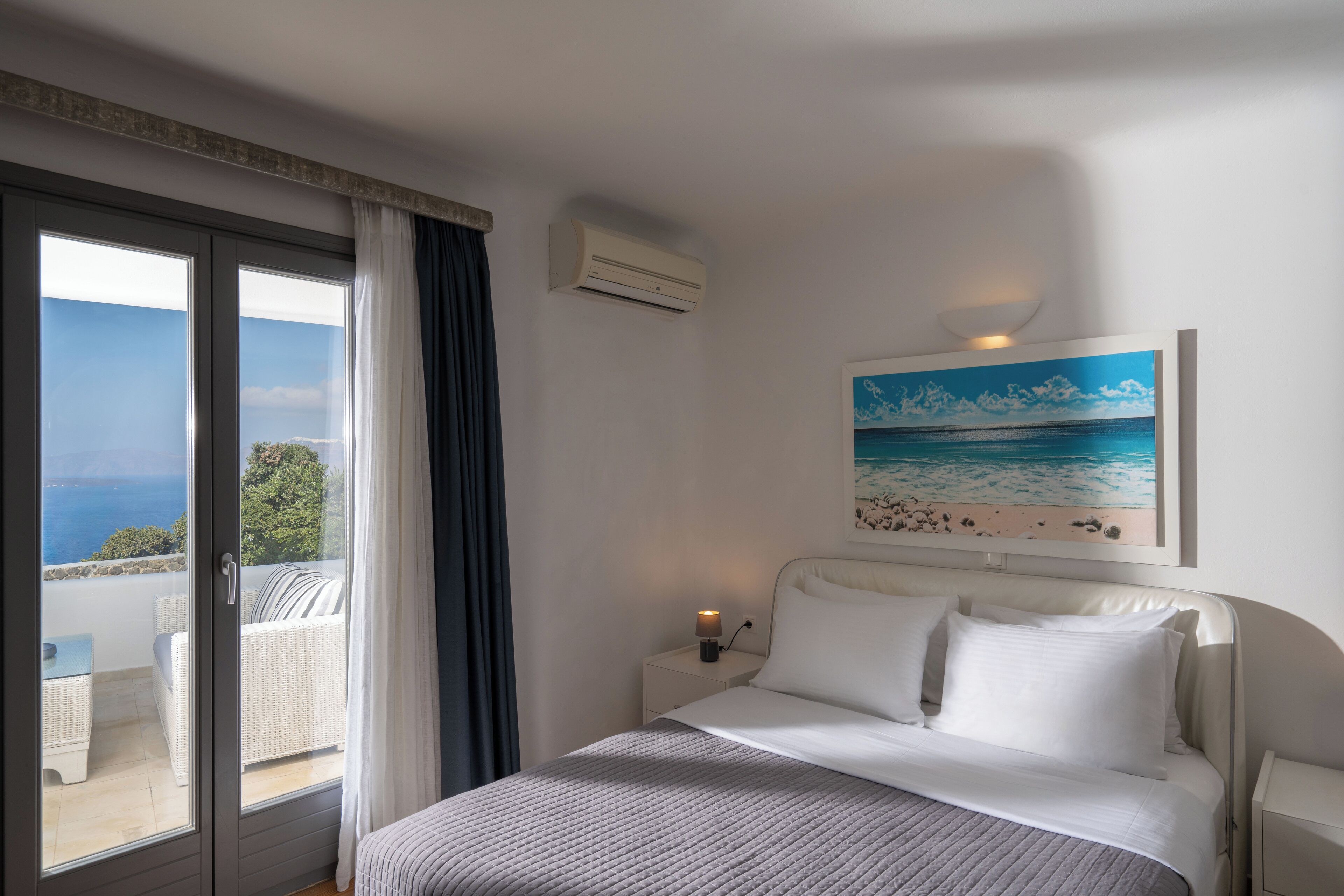 serenity villa with caldera view, heated pool & hot tub in private garden | 3 bedrooms, egyptian cotton sheets, premium bedding, minibar