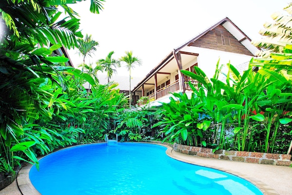 Outdoor pool, open 9:00 AM to 7:00 PM, sun loungers