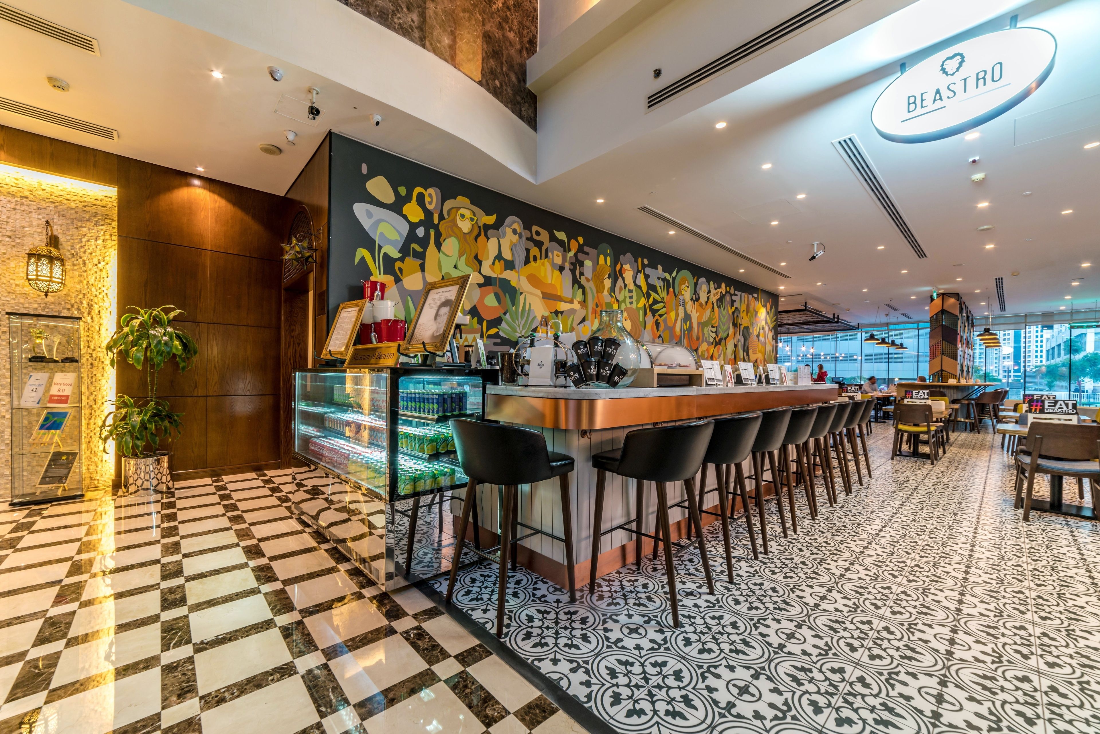 Breakfast, lunch, dinner served; international cuisine 