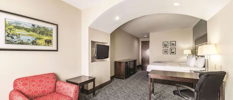 Premium bedding, pillow-top beds, desk, blackout curtains