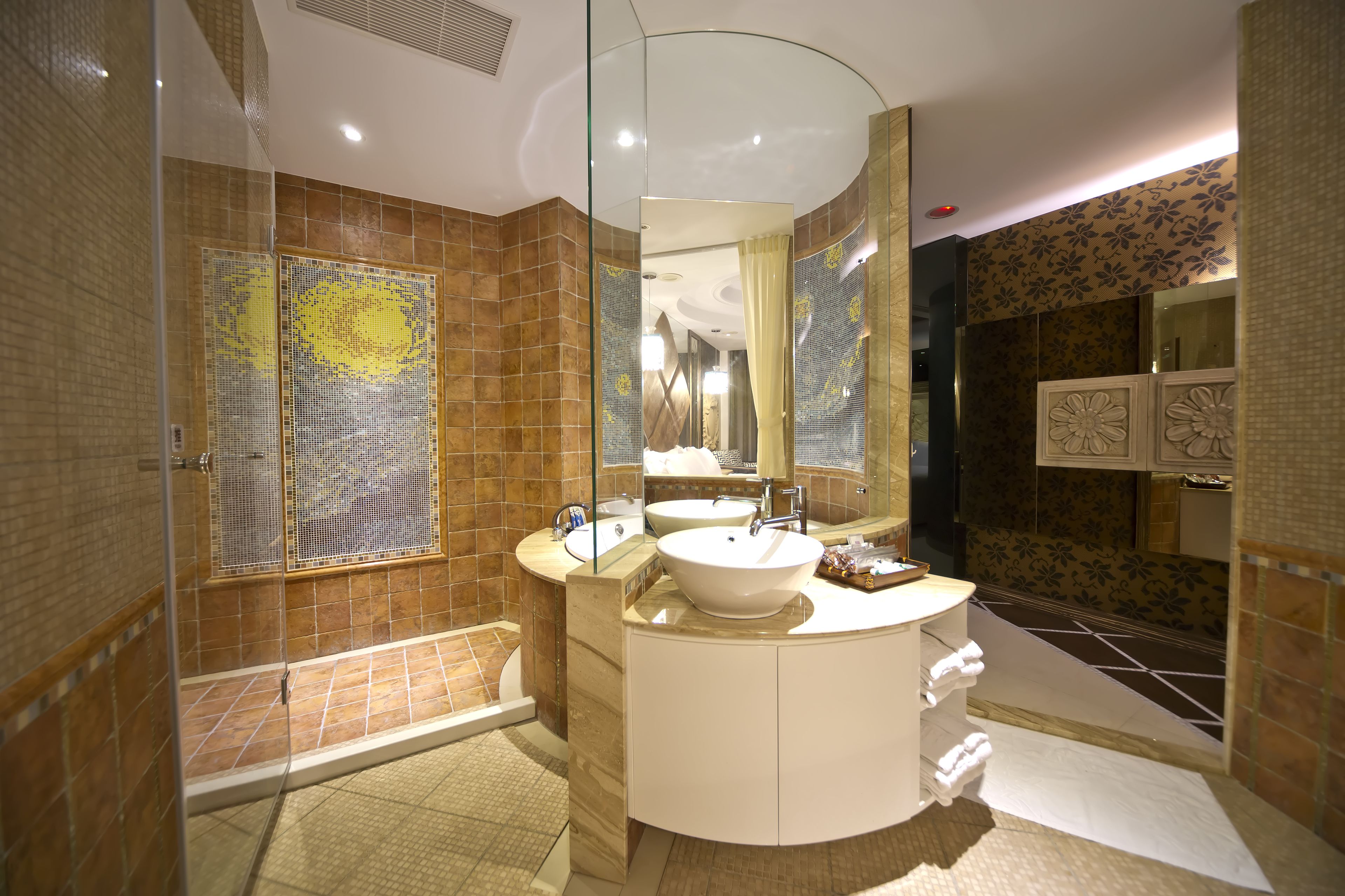 deluxe room, multiple beds, beach view | bathroom | separate bathtub and shower, hair dryer, slippers, towels