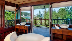 Hill Rock Pool villa | Bathroom | Separate tub and shower, rainfall showerhead, designer toiletries