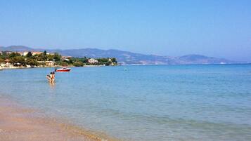 On the beach, snorkelling