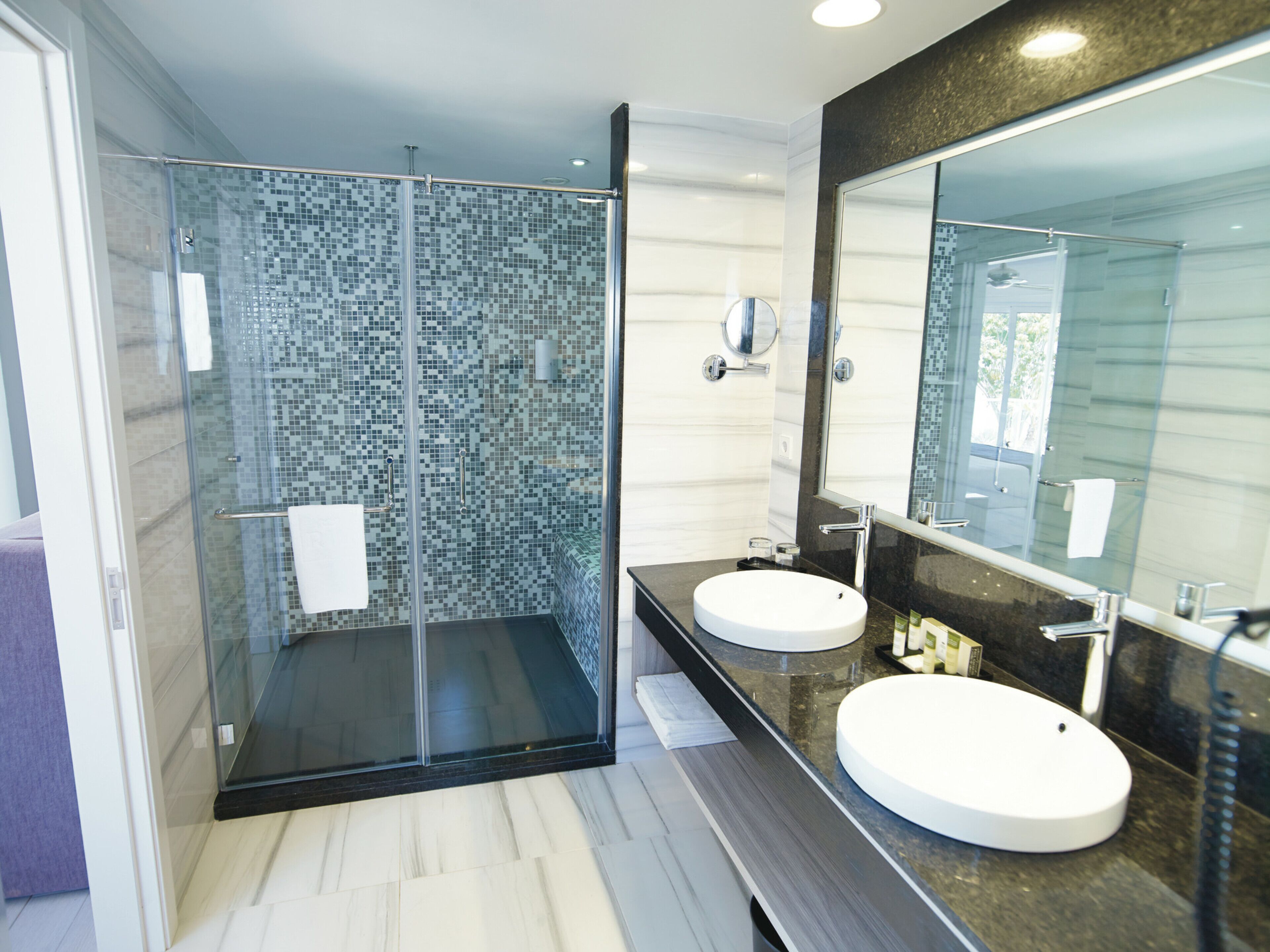 shower, eco-friendly toiletries, hair dryer, dressing gowns