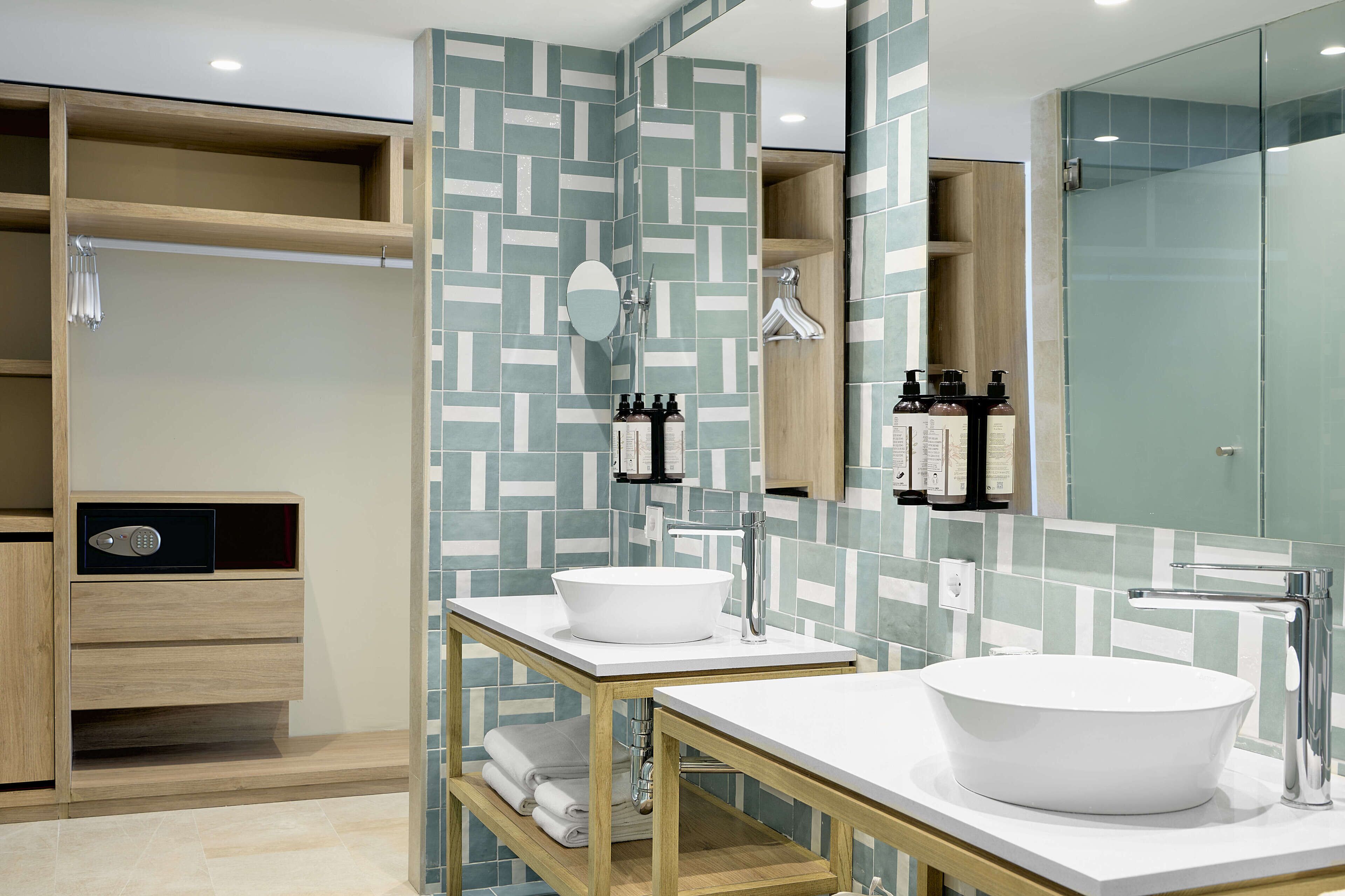 shower, eco-friendly toiletries, hair dryer, towels