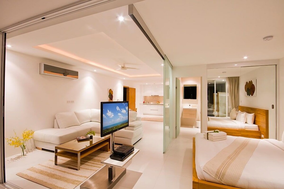 1 quarto, roupas de cama premium, camas Select Comfort, frigobar