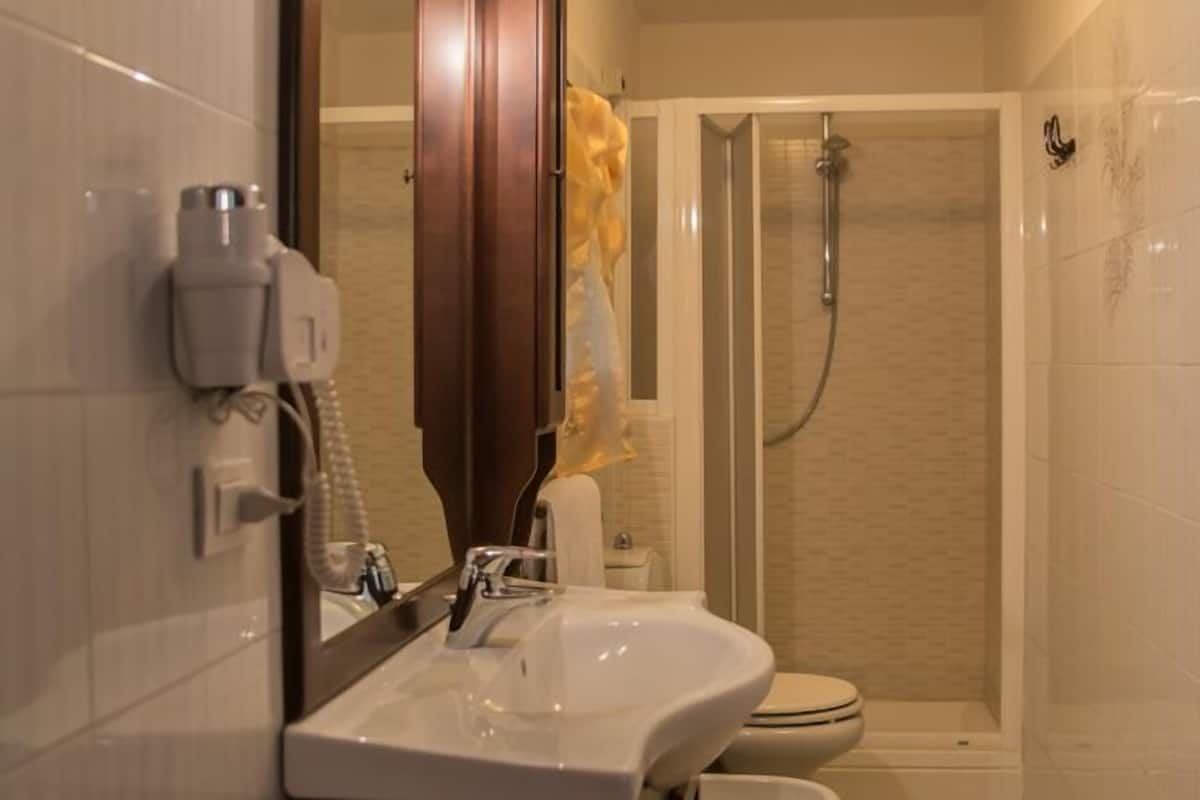 free toiletries, hair dryer, bidet, towels