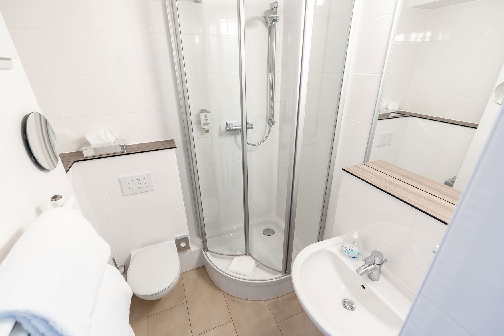 Bathroom | Shower, hair dryer, towels, soap