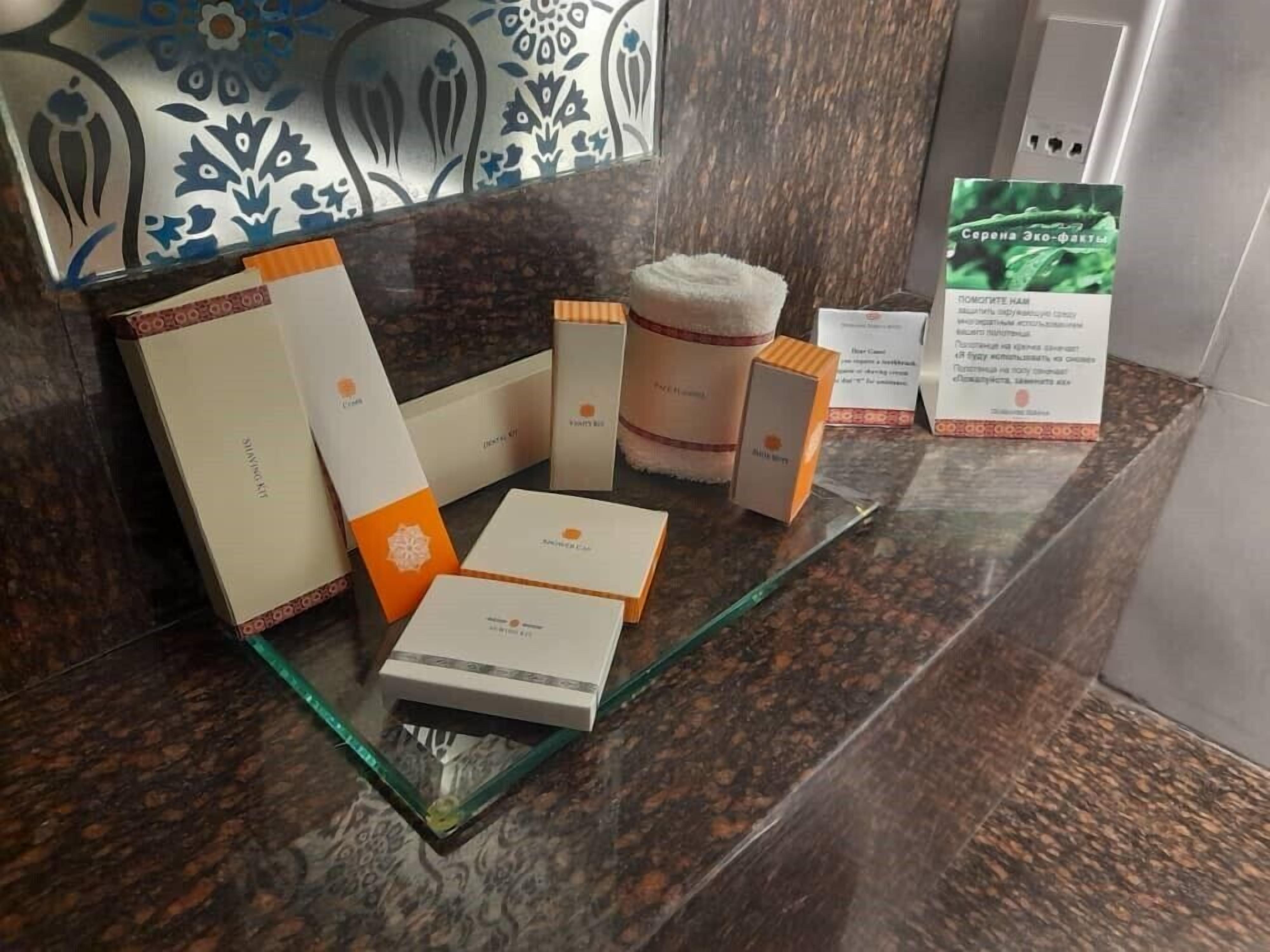 free toiletries, slippers, bidet, towels