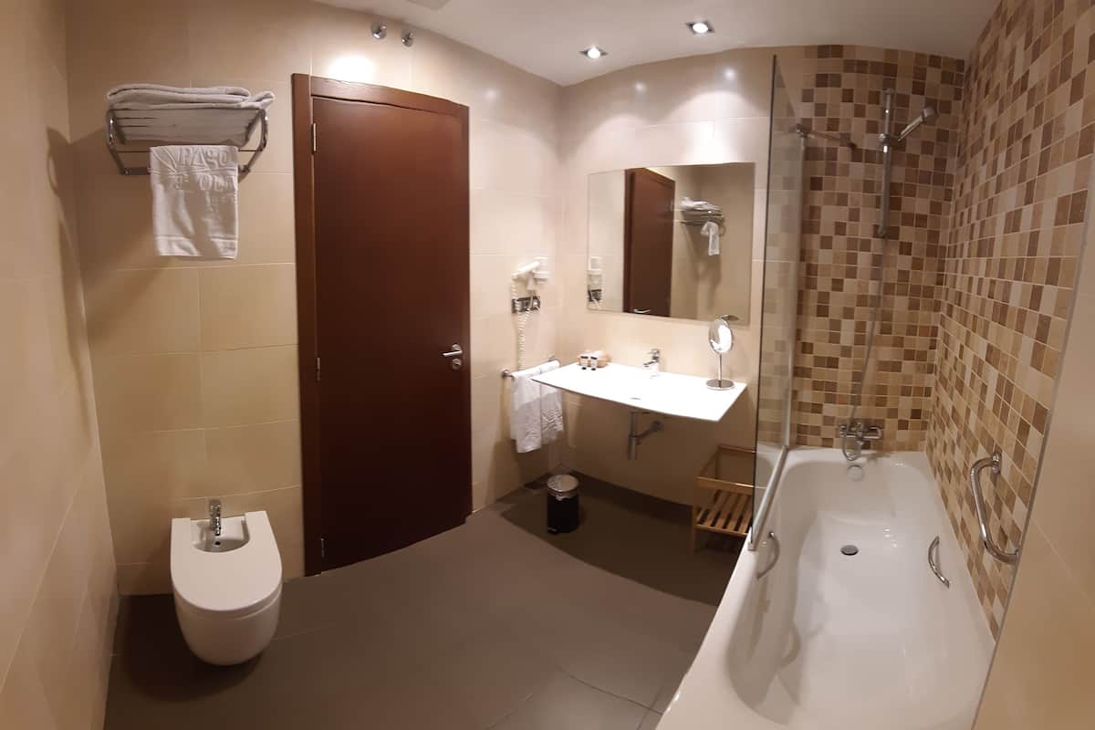 free toiletries, hair dryer, towels