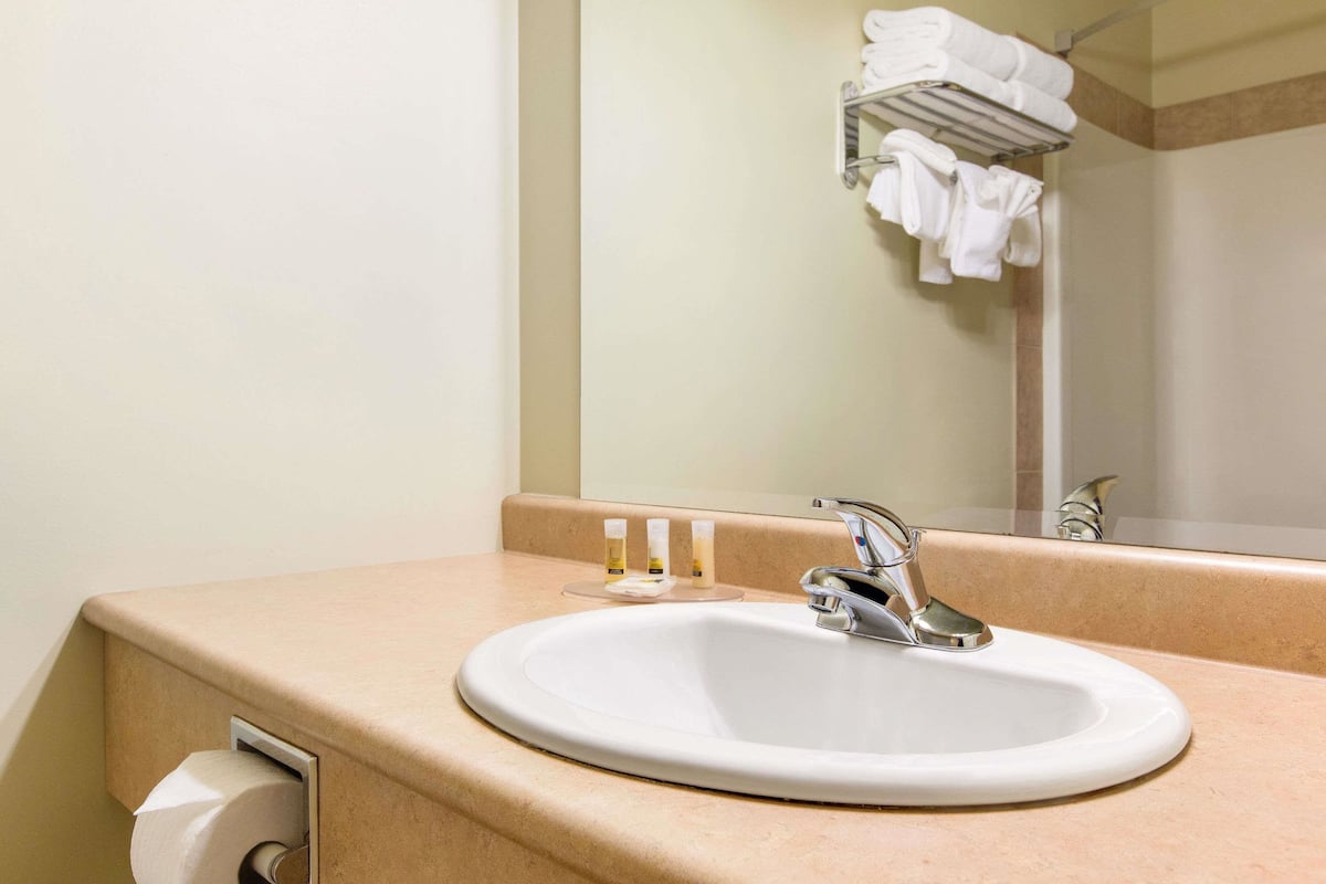 free toiletries, hair dryer, towels