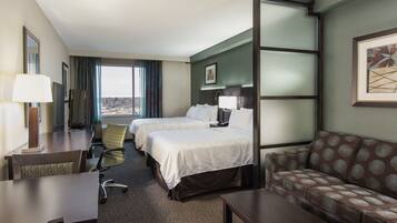 Desk, blackout curtains, soundproofing, iron/ironing board