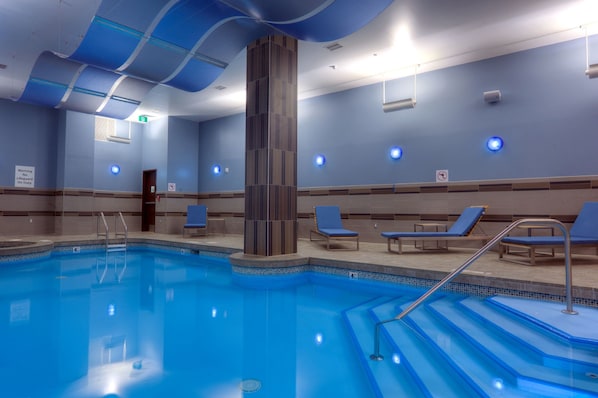 Indoor pool, open 5:30 AM to 11:00 PM, pool loungers