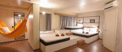 Standard Apartment, 2 Double Beds | Bathroom | Shower, eco-friendly toiletries, hair dryer, towels