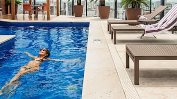 Indoor pool, open 10:00 AM to 10:00 PM, sun loungers