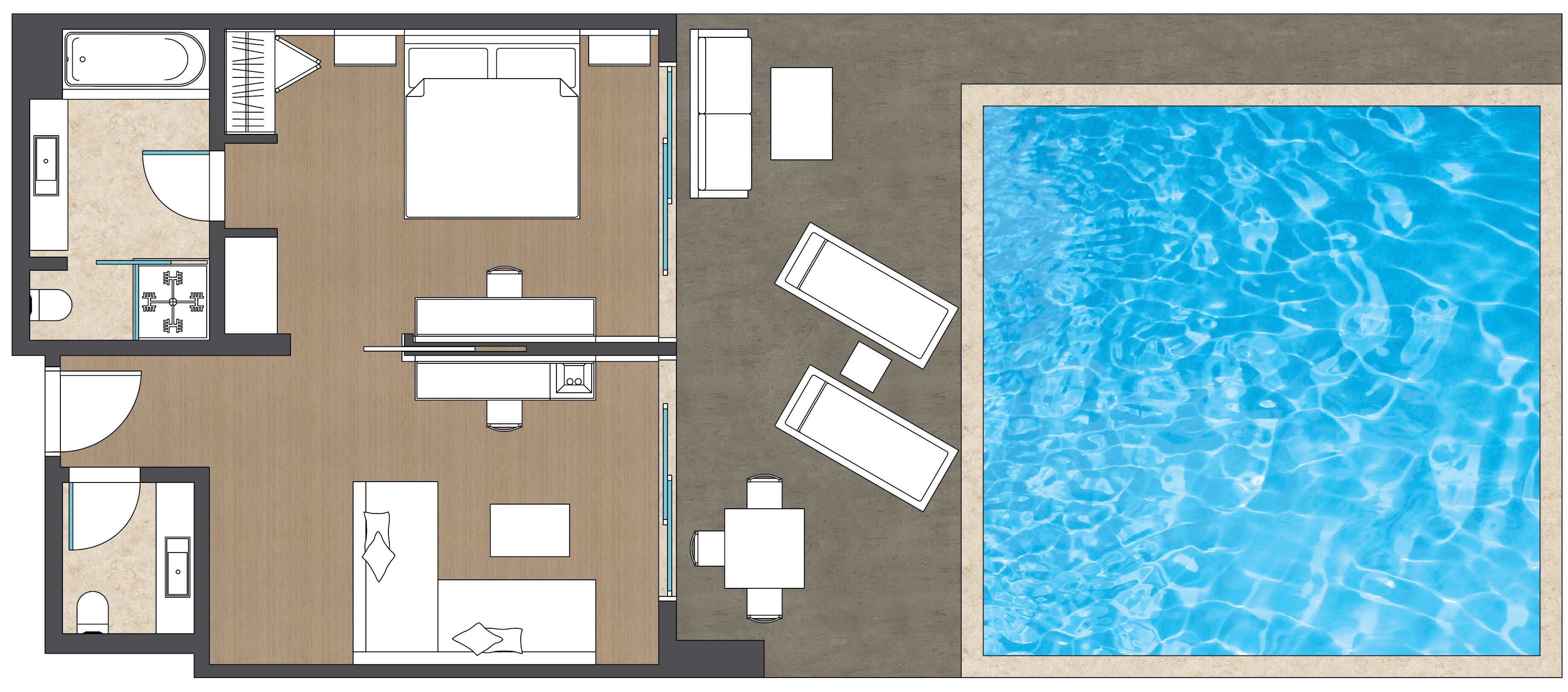 deluxe suite, private pool | floor plan