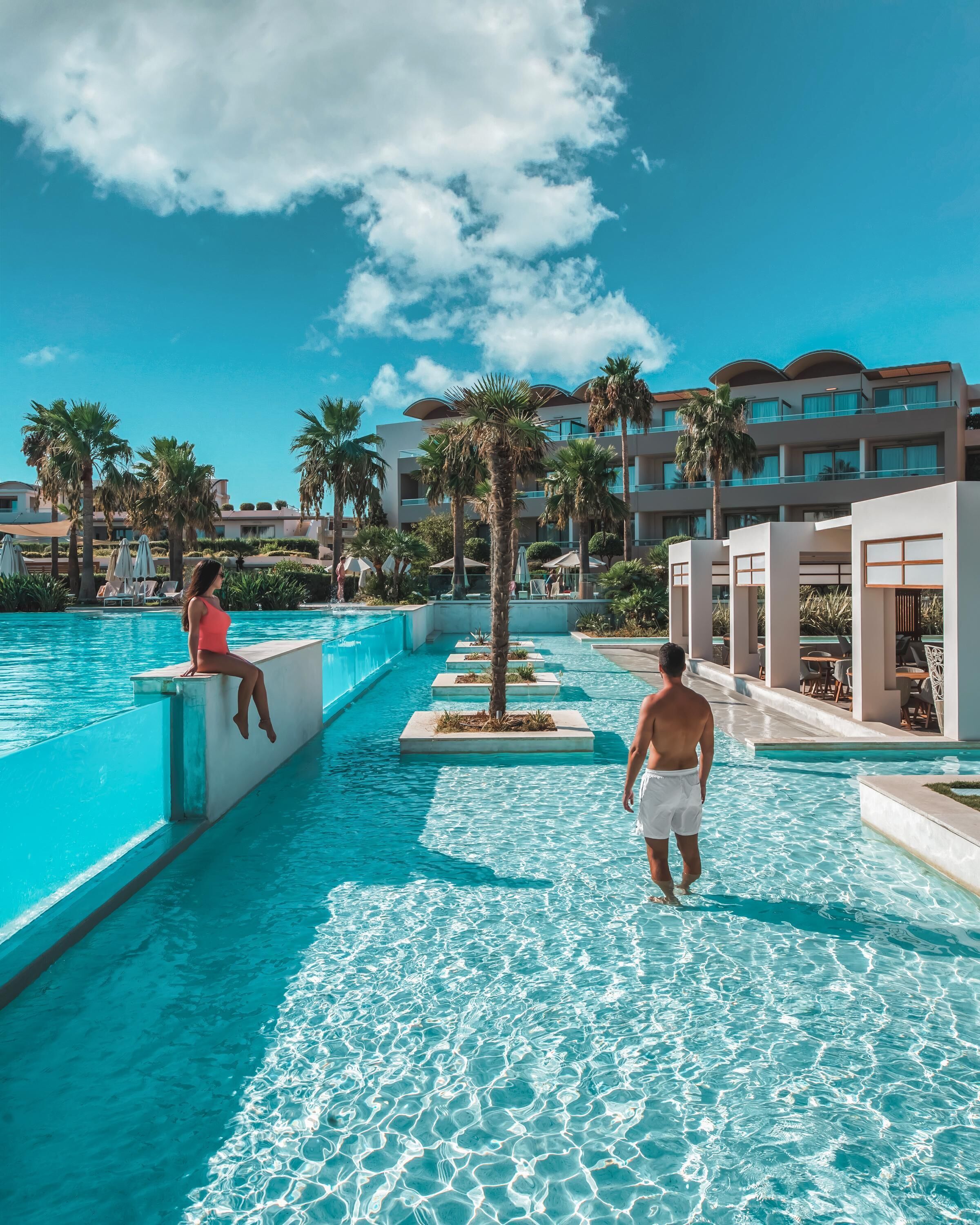 indoor pool, 4 outdoor pools, open 9:00 am to 7:00 pm, pool umbrellas