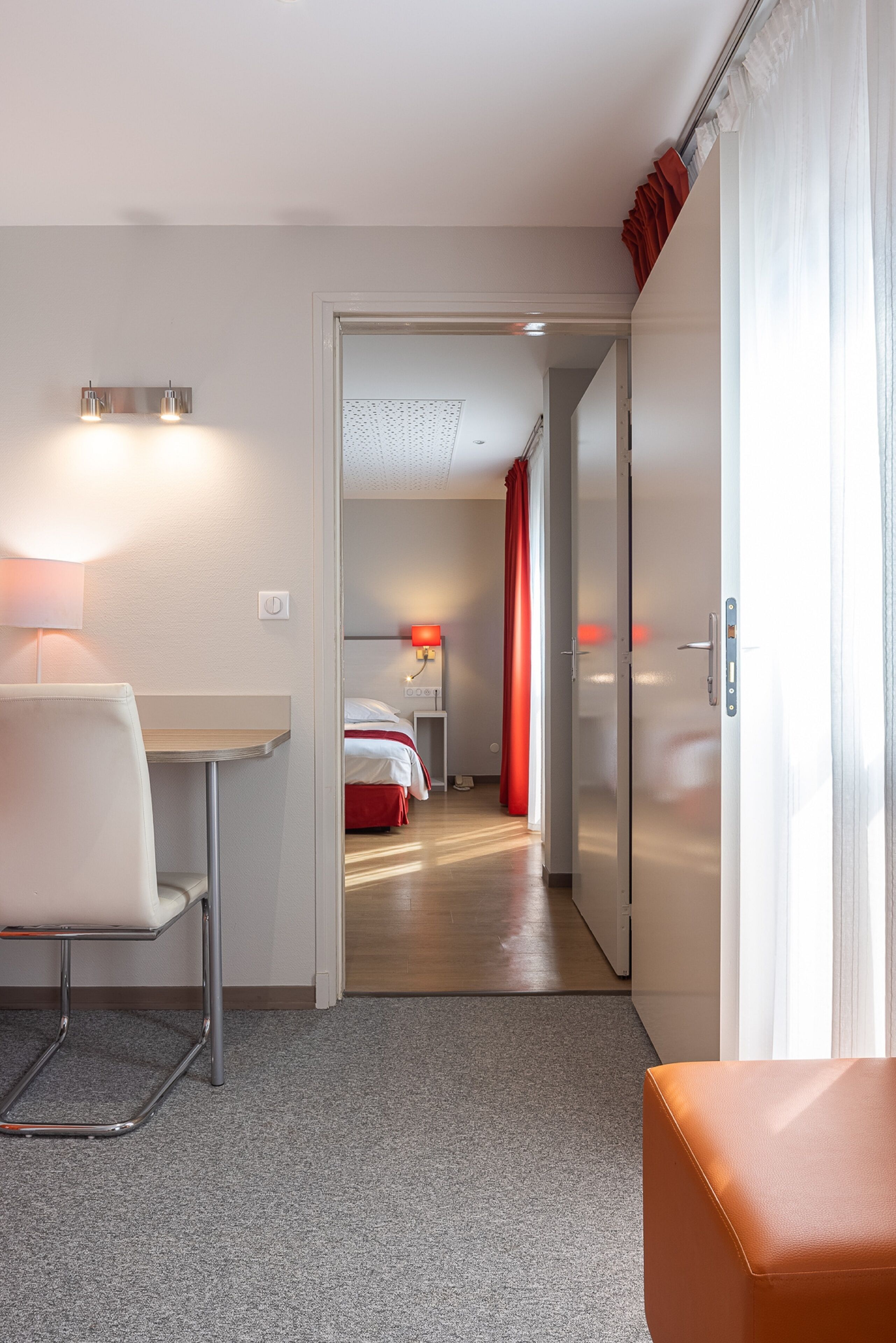 comfort double room | desk, laptop workspace, blackout curtains, soundproofing