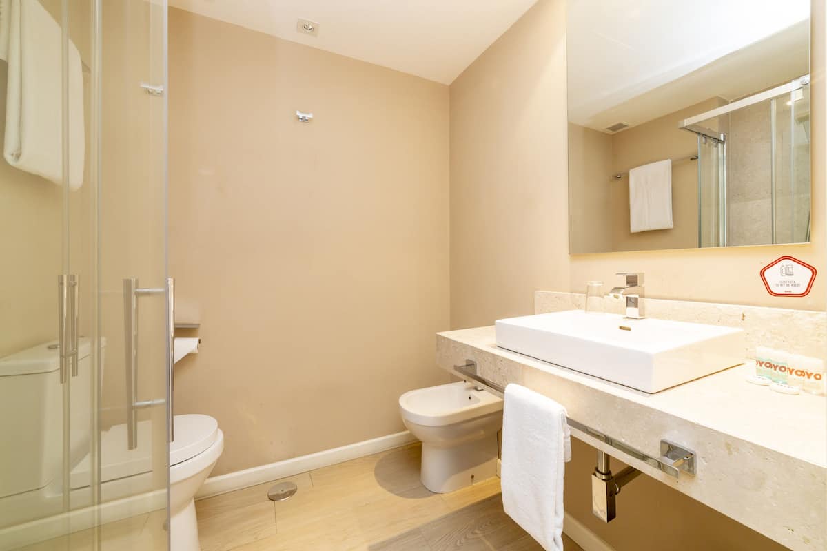 double room | bathroom | shower, free toiletries, hair dryer, towels