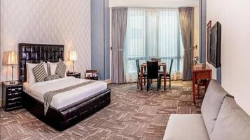 Premium bedding, down comforters, Tempur-Pedic beds, in-room safe