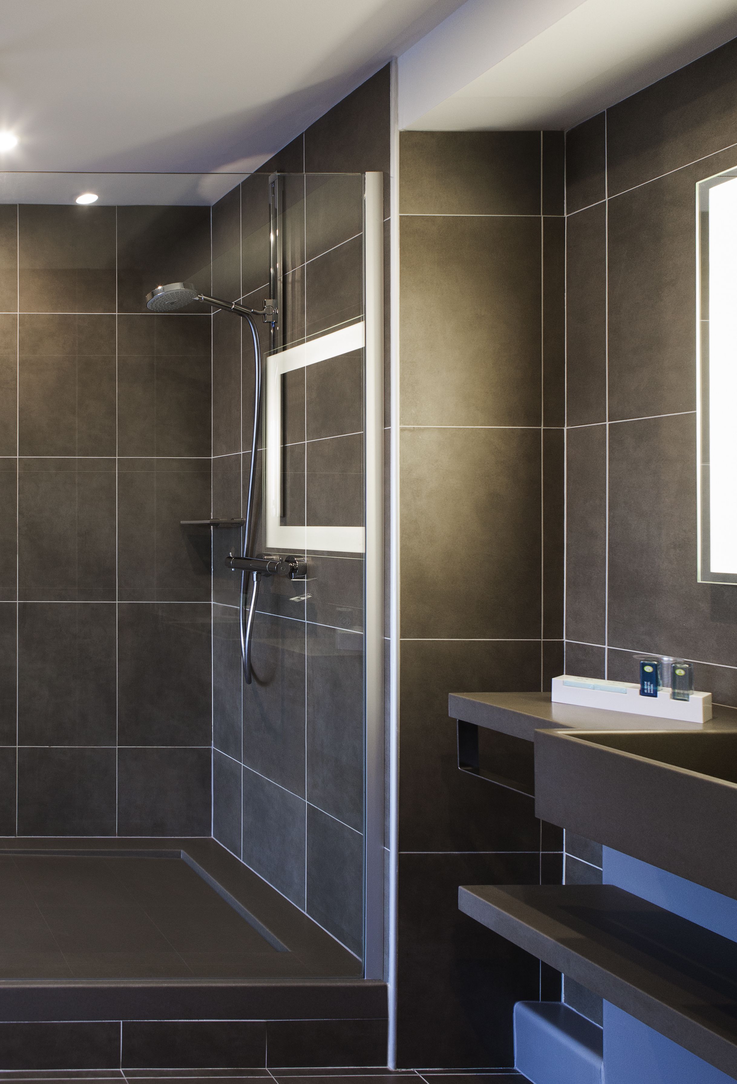 eco-friendly toiletries, hair dryer, towels