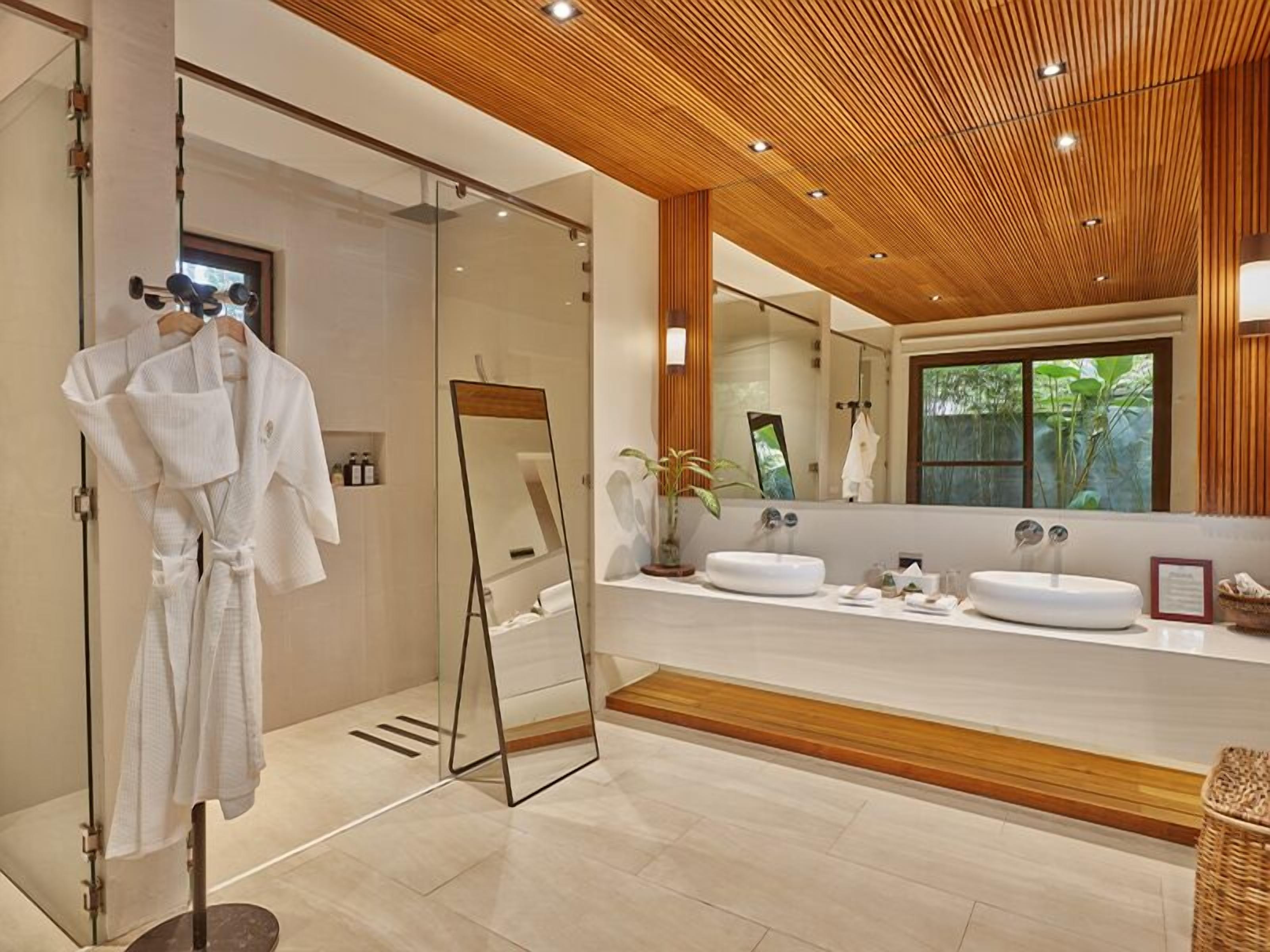 bamboo villa | bathroom | separate bathtub and shower, rainfall showerhead, free toiletries
