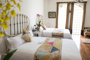 Premium bedding, down duvets, individually decorated