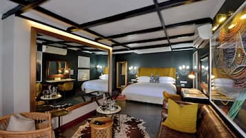 Luksuskattohuoneisto, 1 suuri parisänky, kaupunkinäköala | 1 makuuhuone, egyptinpuuvillaiset lakanat, untuvapeitot