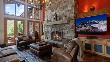 La Maconnerie Condo at Deer Valley - 4 Bedroom - #3 | Living area | Flat-screen TV, fireplace