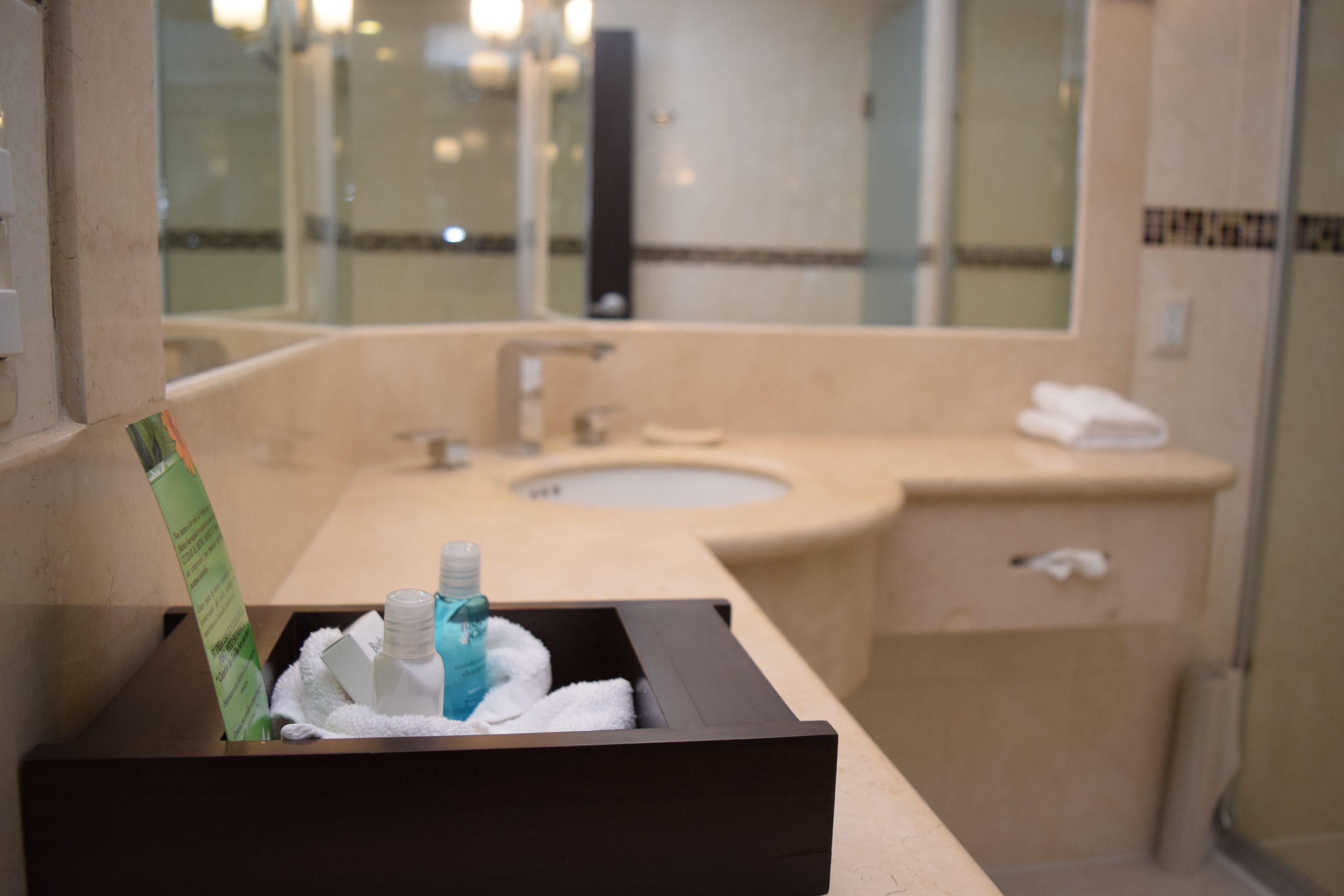 free toiletries, hair dryer, towels