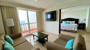 Suite, 1 King Bed, Ocean View | Living area | Flat-screen TV