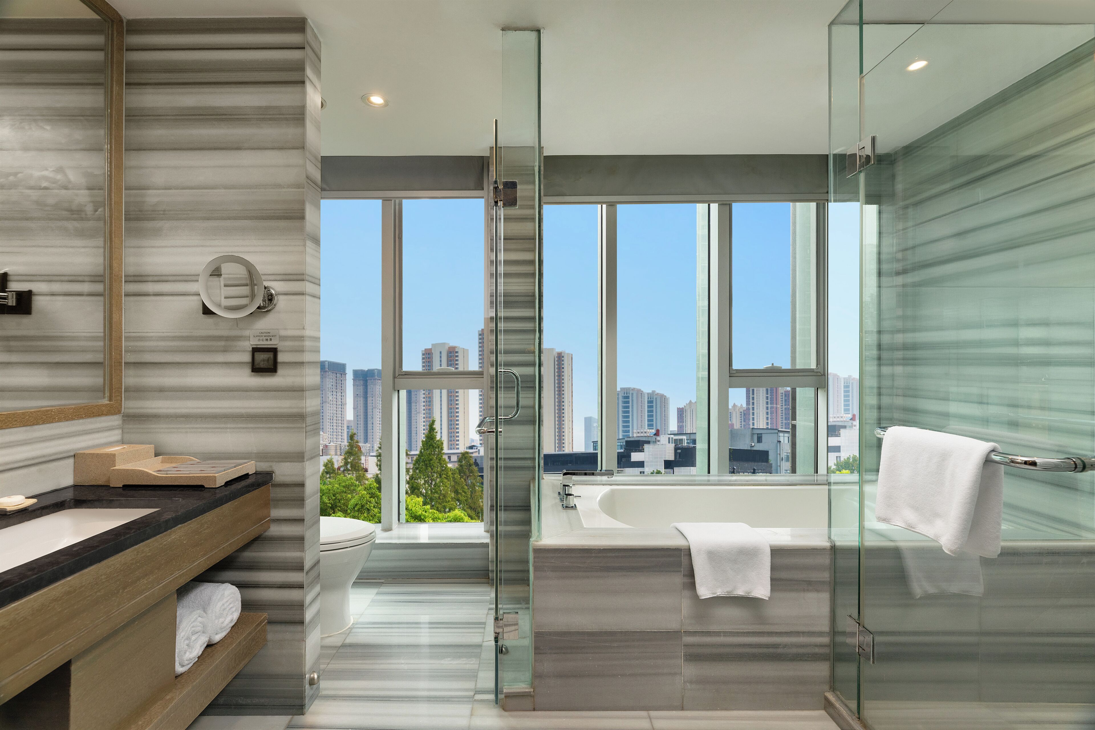 free toiletries, hair dryer, bidet, towels