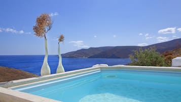 Honeymoon suite, 1 slaapkamer, privézwembad, uitzicht op zee (Egeo) | Uitzicht op strand/zee