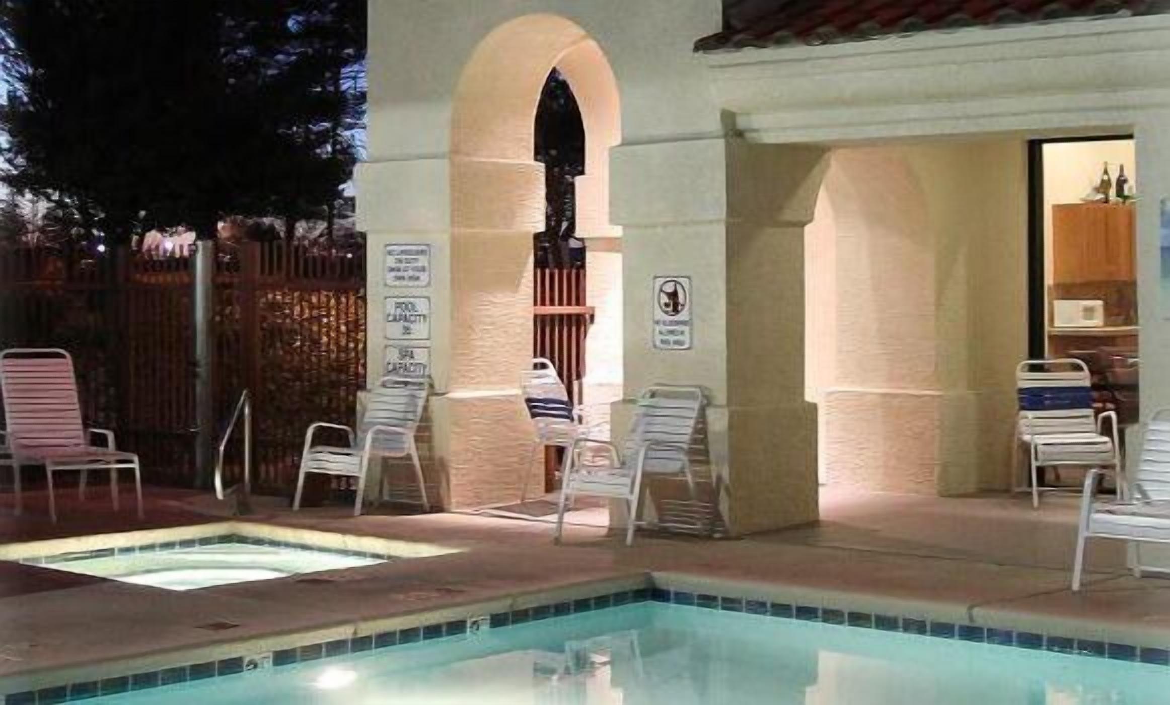 outdoor pool, pool umbrellas, pool loungers