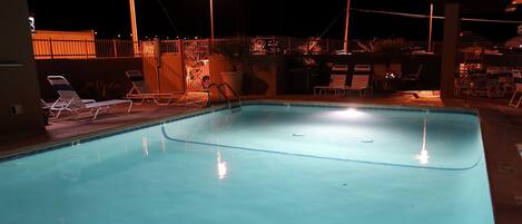 Outdoor pool, sun loungers